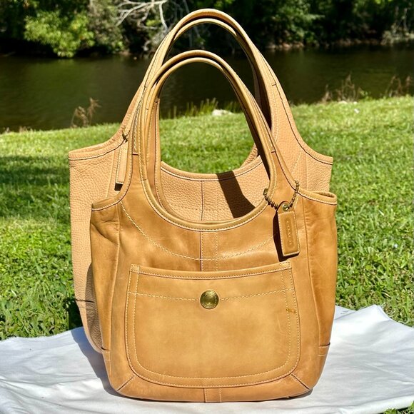 Coach Ergo Legacy XL Tote Camel Tan HTF 2007 Stripe Lining Hang Tag 11640 EUC - Picture 12 of 16